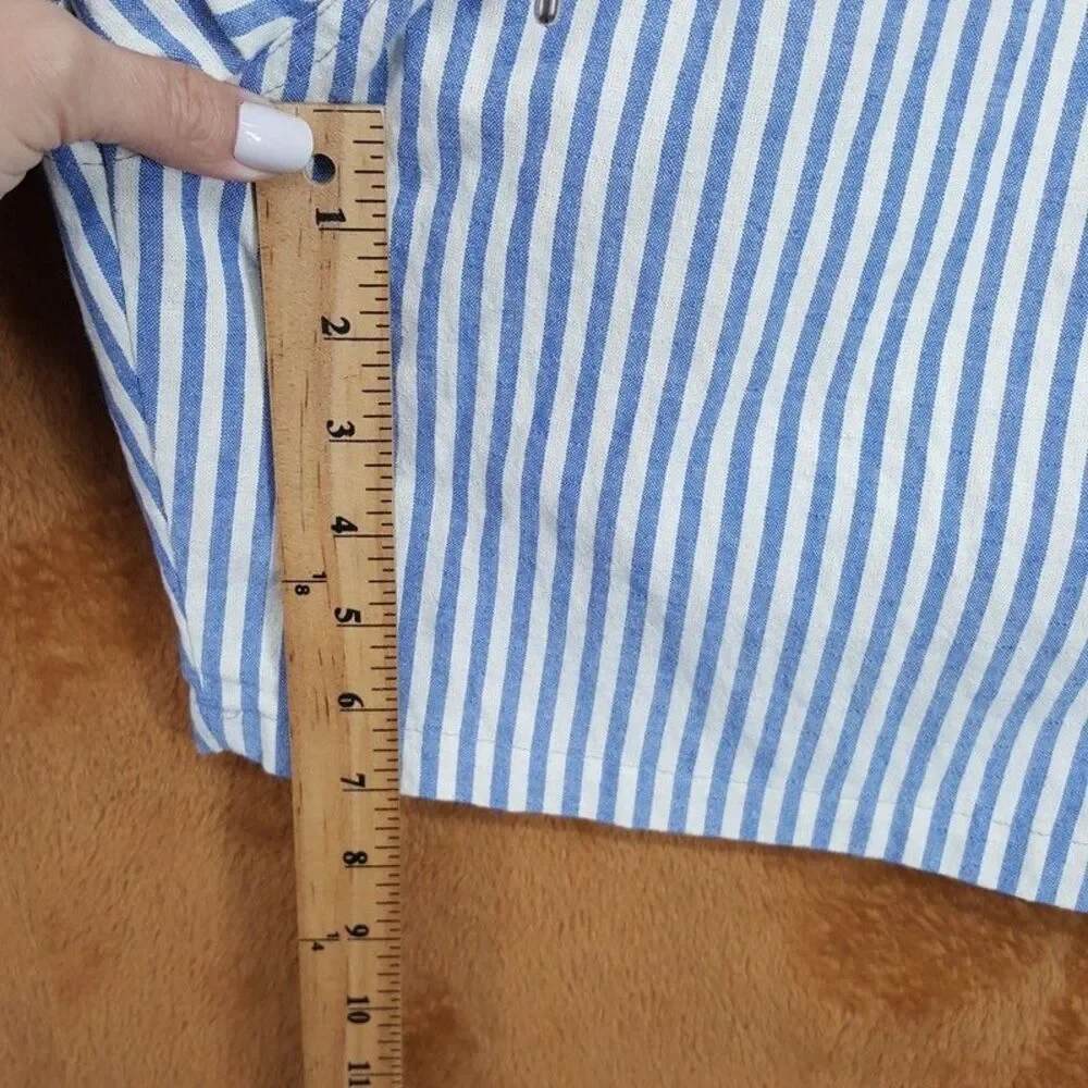 NN07 Shorts Mens XL Blue Stripe Drawstring Cotton Blend GREGOR $165